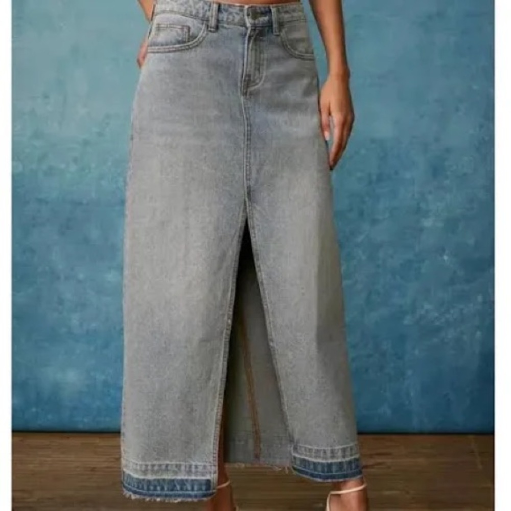 BDG Light Blue Denim Maxi Skirt